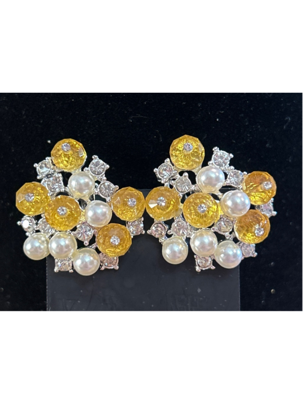 Women's Concise Royal Silver Tone Nov / faux Topaz birthstone Clip Earrings